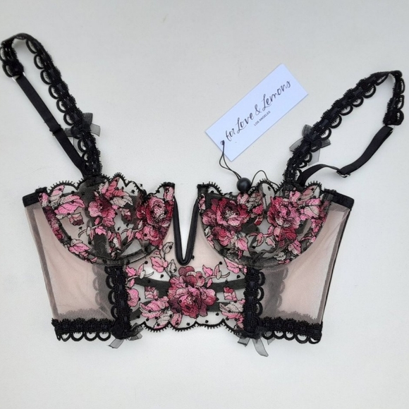 🍋For Love and Lemons Juliet Embroidered Mesh Bustier Bra - Picture 8 of 10